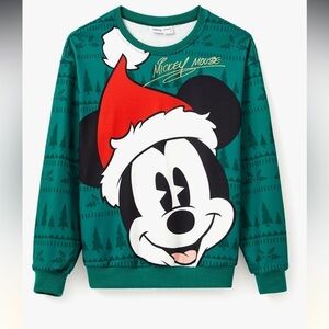 NWT XL Christmas Mickey Mouse Green Sweatshirt​